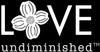 love undiminished trademarked logo with a white dogwood blossom